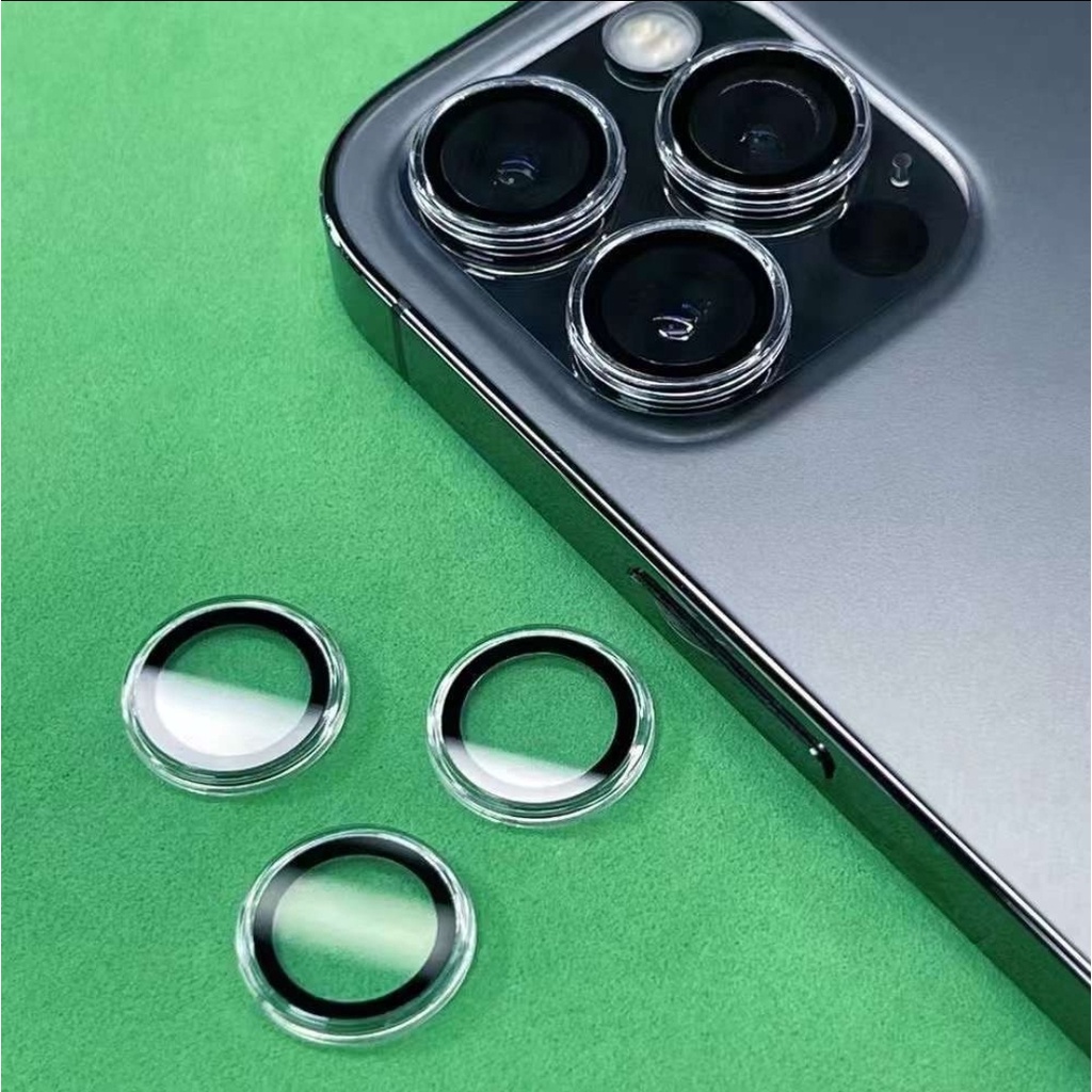 EASY !! 1 SET Temperd RING CLEAR Camera iPhone 13 Pro 13 Mini 13 Pro max 14 14Pro 14 Promax 14+ Plus Tempered Kaca Bening Transparent/Transparant Porotection Bagus Mudah Pasang Temperd Full Frame Ful Cover 1 SET Coper Protector Protecth kamera Pelindung