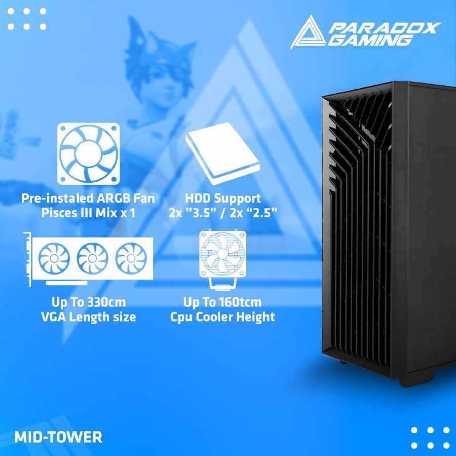 Paradox Tytos Casing Komputer Gaming ATX Included 1 Fan