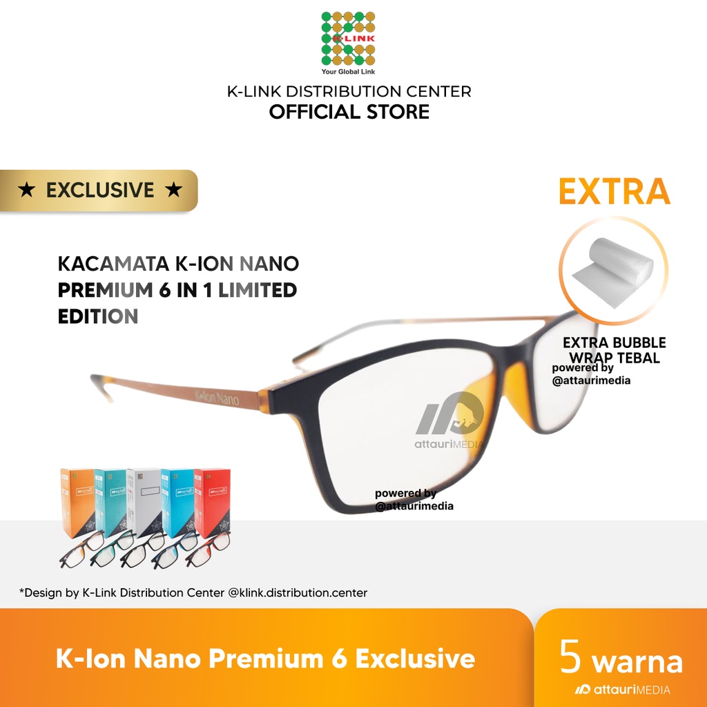 Kacamata K-Ion Nano Premium 6 K Link Original Exclusive 6 in 1 Gagang Lentur dan Tidak Bisa Patah Io