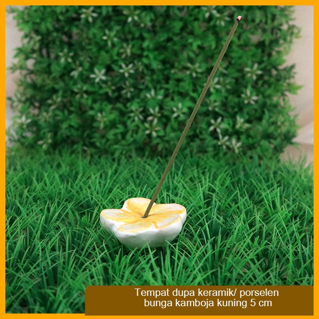 Tempat Bakar Dupa Incense Burner Kamboja Hiolo Keramik kuning 5cm