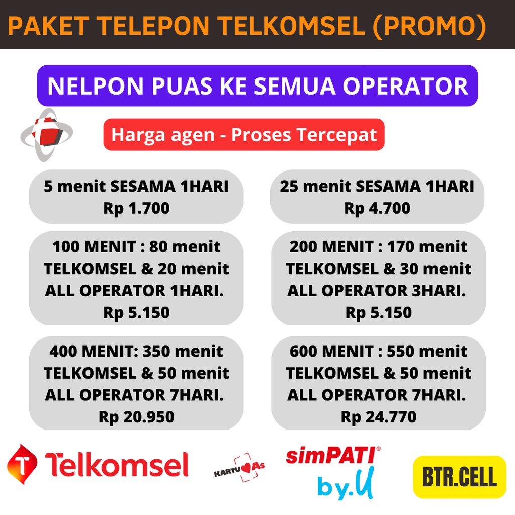 PAKET TELEPON TELKOMSEL AS SIMPATI LOOP 1HARI 3HARI 7HARI SEMUA OPERATOR MURAH NELPON SEPUASNYA