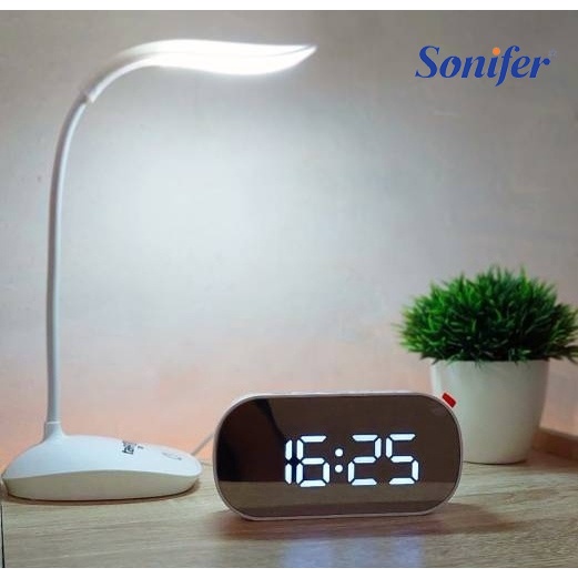 Jam Meja Digital Alarm LED Mirror Clock SONIFER