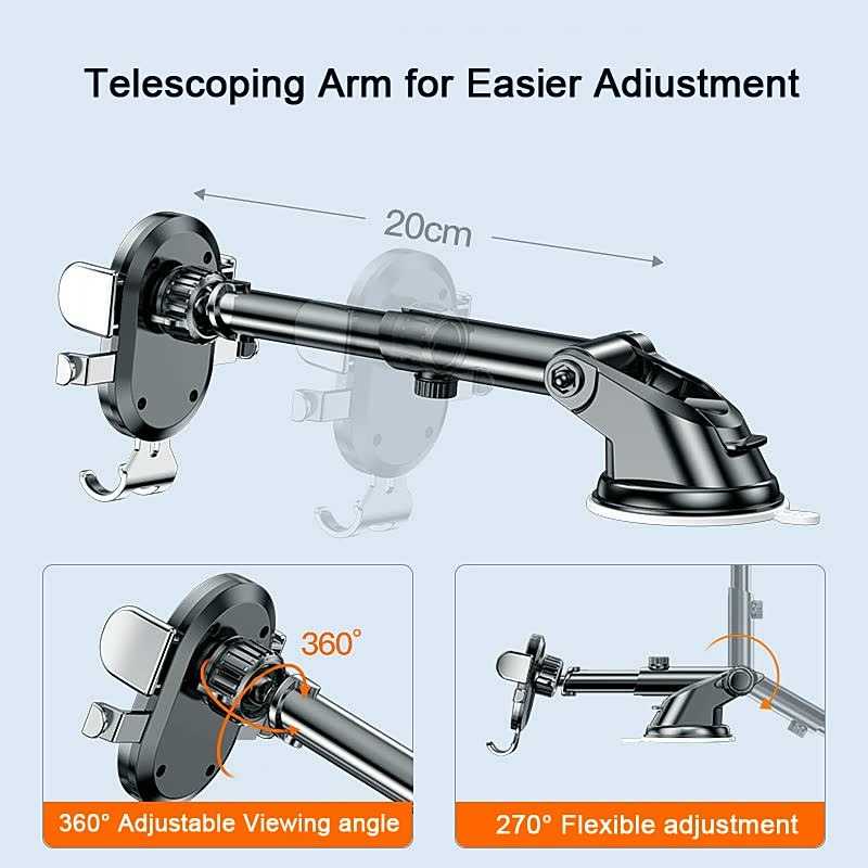 Phone Holder Car Dashboard 360 Adjustable with Suction Bracket Handphone Sandaran HP Mobil Berkualitas