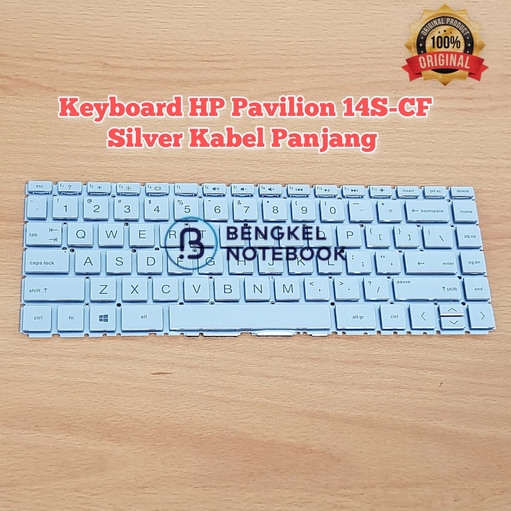 Keyboard HP Pavilion 14s-CF 14s-DK 14s-DF 14s-CR 14s-DQ 14s-FQ 14s-DR 14s-CS 14Q-CS 14s-FR 240 245 246 G8 240G8 245G8 246G8 Silver Kabel Panjang