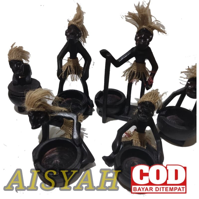 asbak kayu hiasan  rumah karakter suku Asmat kecil