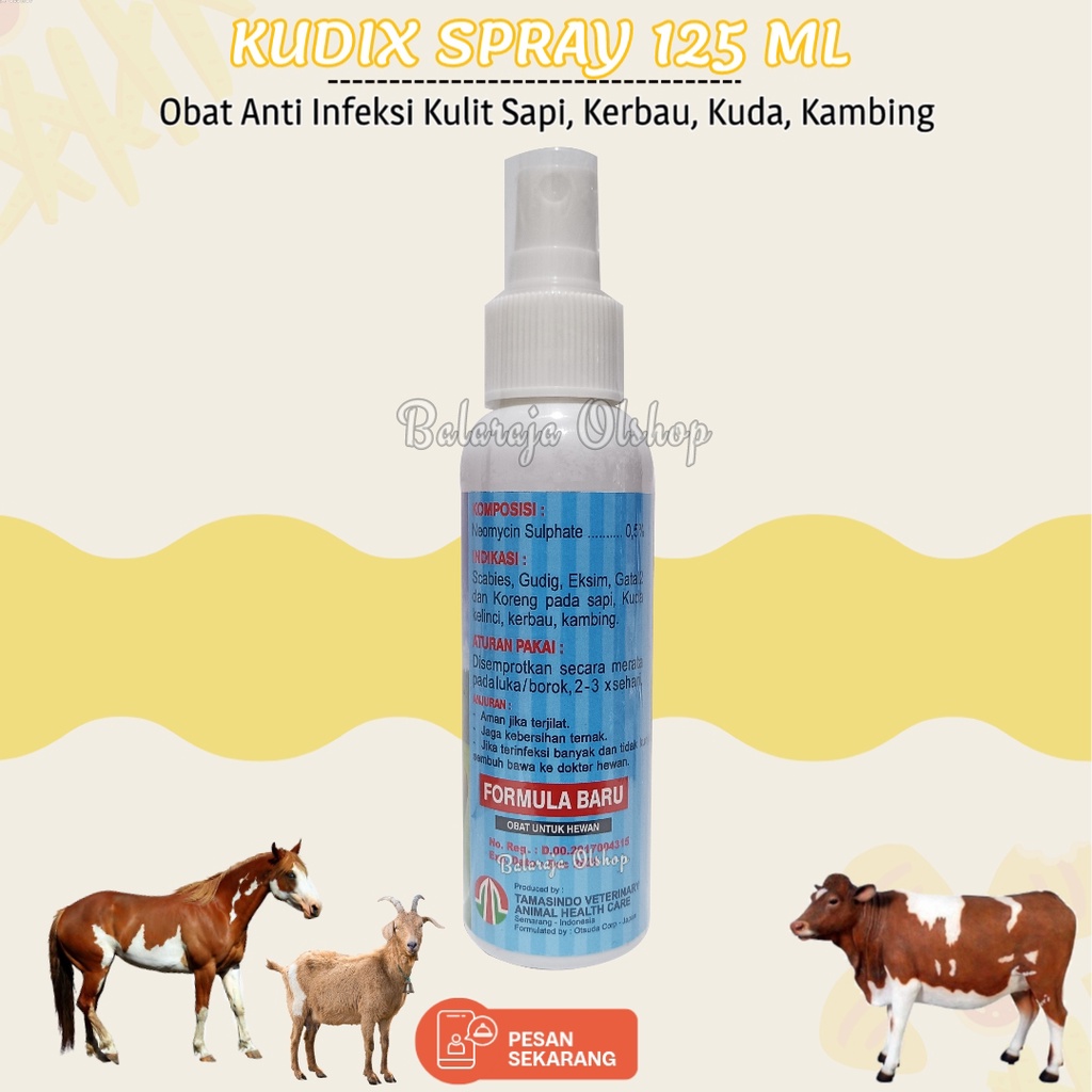 Obat Scabies Ternak - Kudix Spray 120ml - Anti Gudig Eksim Gatal Koreng Pada Sapi Kambing Kuda Kerbau Kelinci