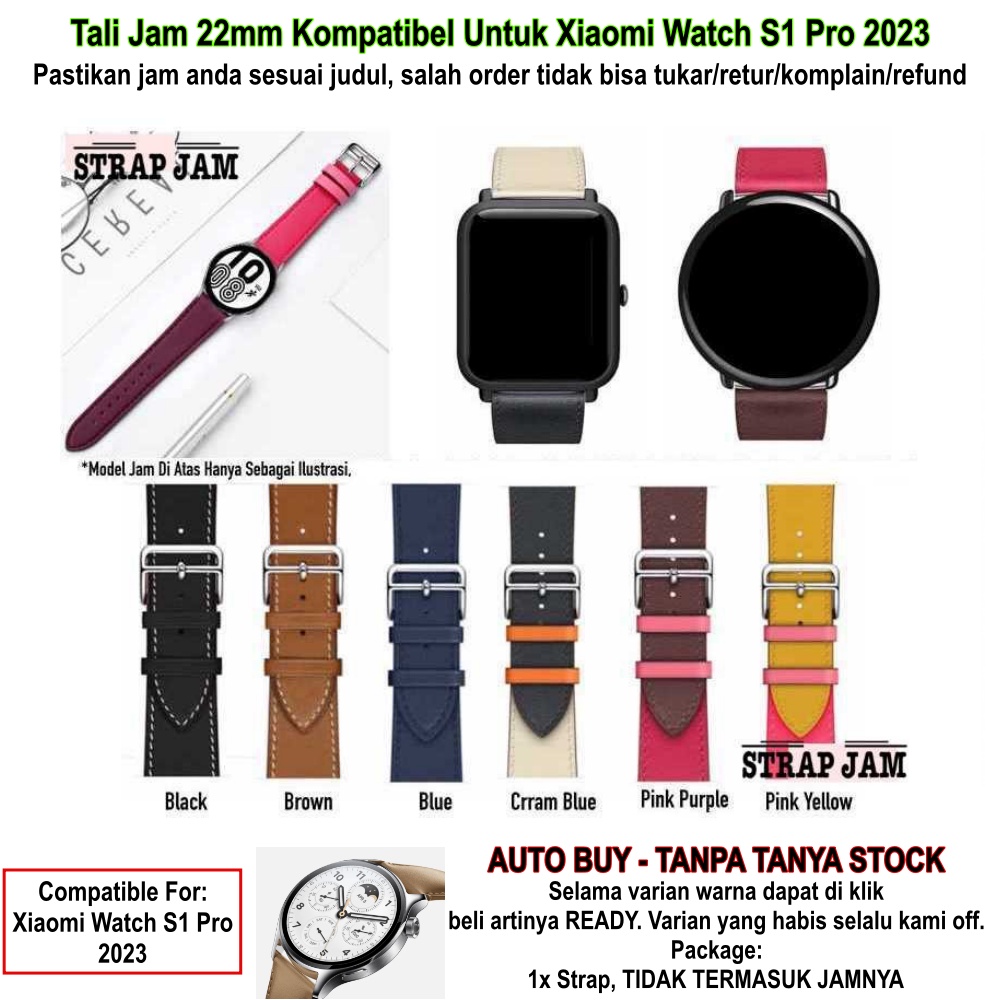 FASHION 22mm Strap Xiaomi Watch S1 Pro 2023 - Tali Jam Smartwatch Leather Kulit