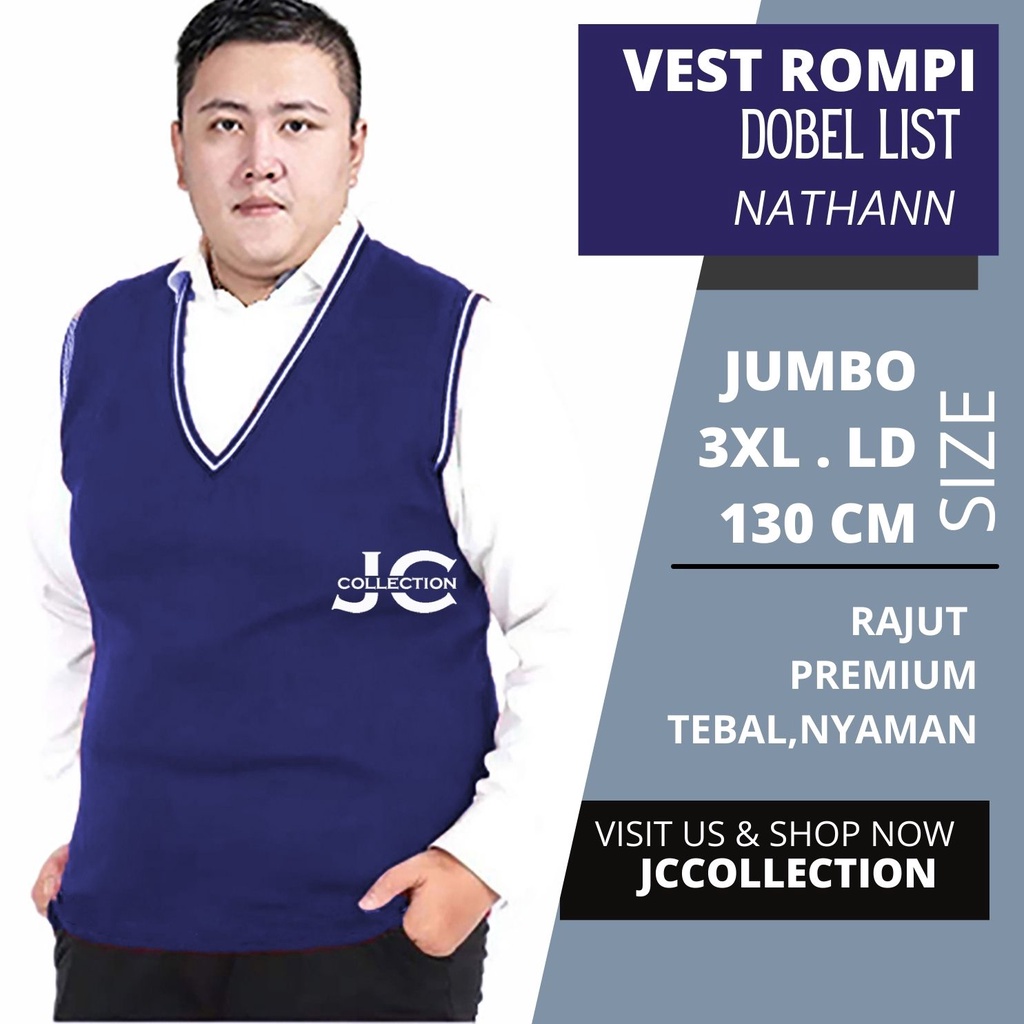 Vest Rompi Pria Rajut Jumbo 3XL Big Size / Rompi Jumbo 3XL List Nathann - JCCollections