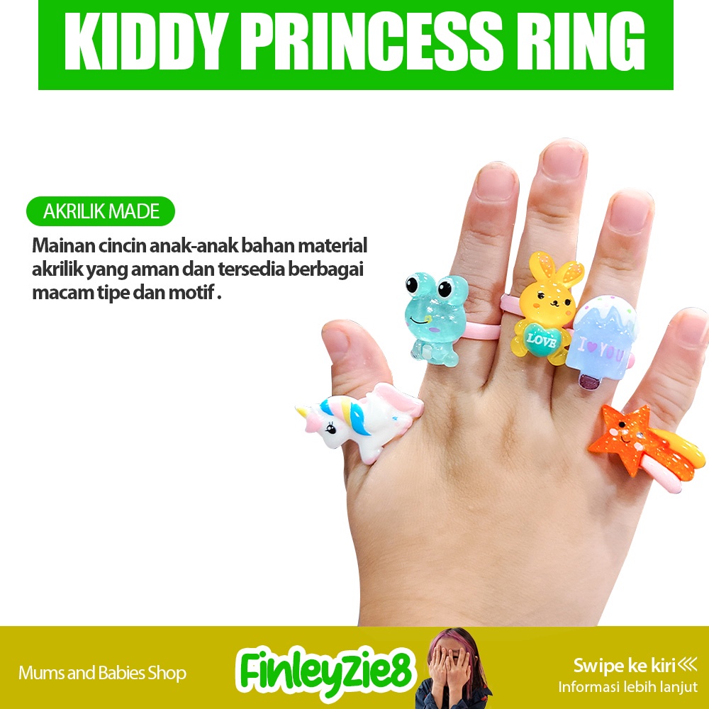 Cincin anak lucu ring princess set perhiasan anak kartun cincin kecil / incin Anak Perempuan isi 10pcs Bahan Plastik Motif Kartun / Cincin / Cincin Anak Kartun / Cincin Box MIni cincin Plastik Mainan Anak (10pcs) / Cincin Box Love / Cincin Anak Karakter