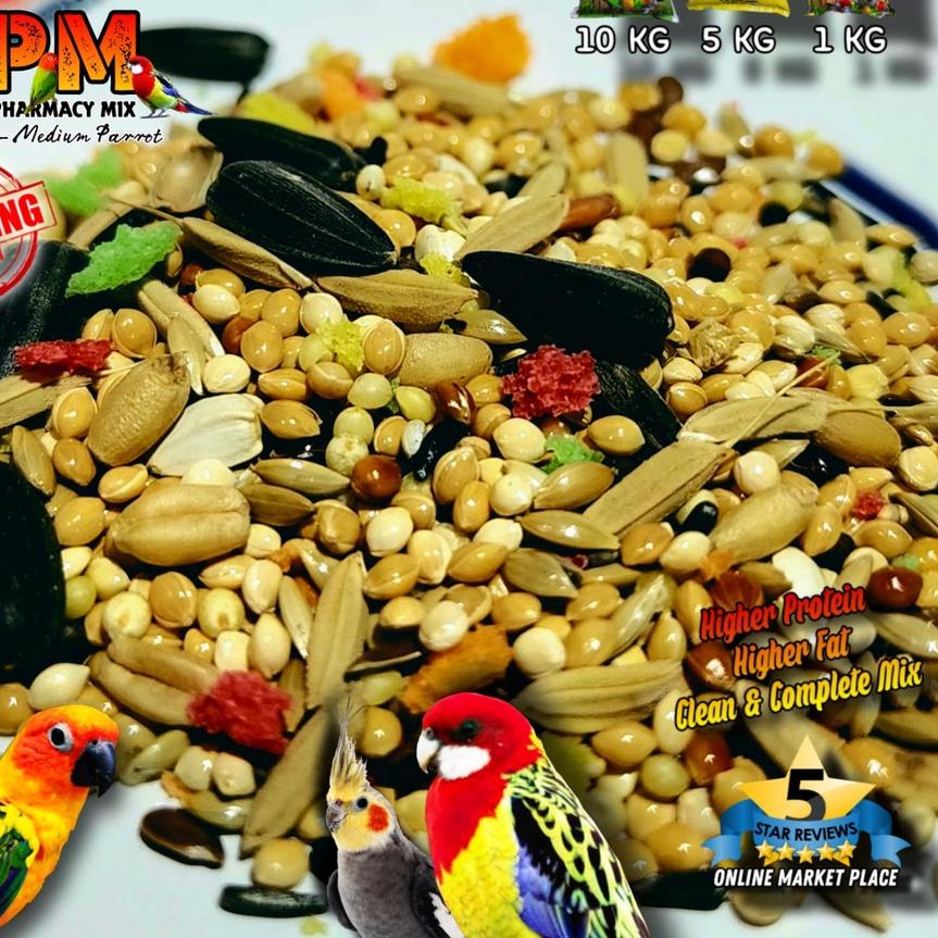 ➣ Pakan Burung 5kg - JJ Premium ( PARROT MIX / PARROT PHARMACY MIX / FINCH MIX ) Lovebird ☚
