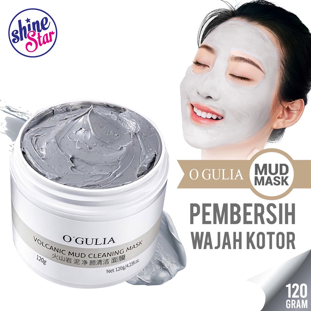 O'GULIA Volcanic Mud Facial Whitening Clay Mask Masker Wajah Pembersih Pori Pori