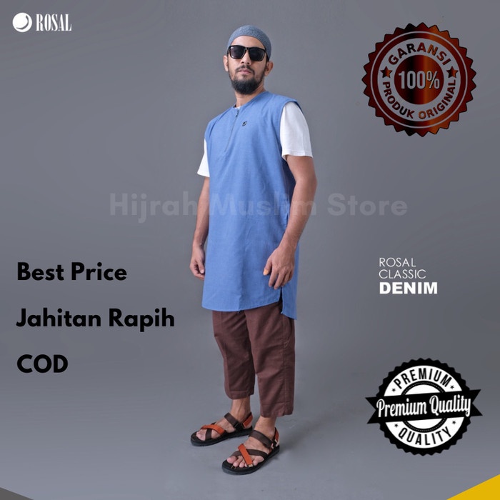 Rompi Sholat Baju Muslim Pria Rompi Sholat Shalat Rosal Kaos Oblong L XL Big Size - XL(I8R7) rompi s