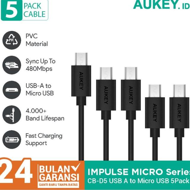 Aukey Cable Micro Usb 2.0 (5Pcs) - 500256