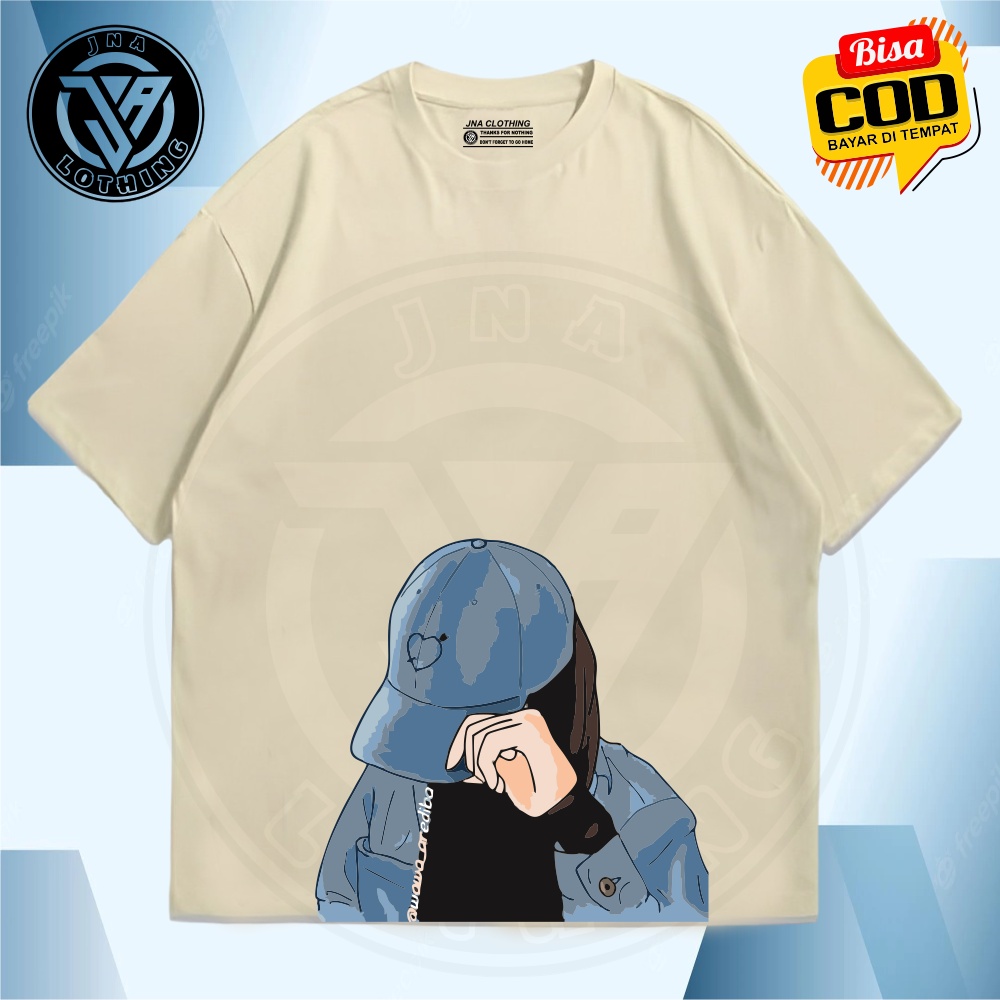 Kaos Oversize Unisex Distro Terbaru Sablon Topi Hijab T-SHIRT Pria Wanita Brand JNA Clothing Bandung Bisa COD