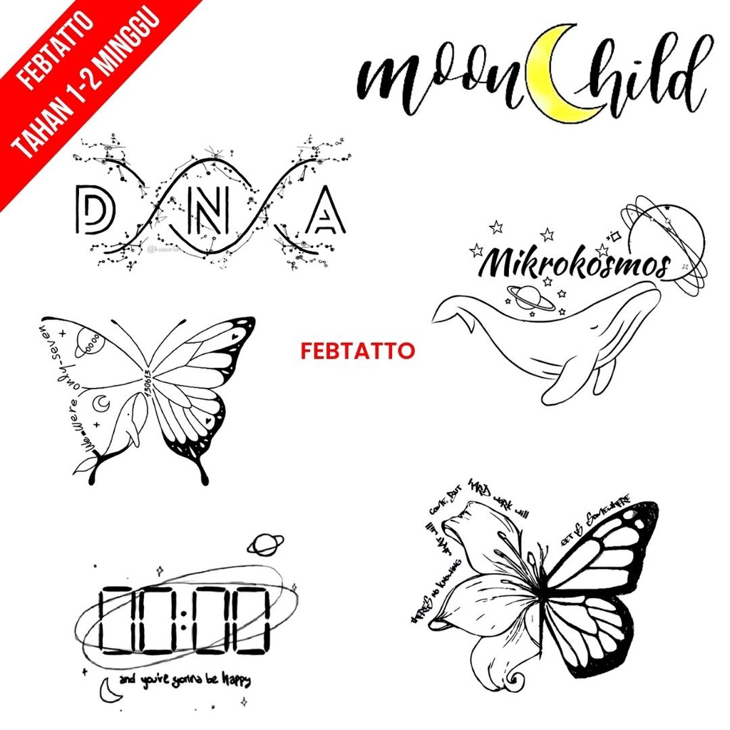 Tato Temporer BTS Moonchild Mikrokosmo Tato Kecil Stiker Tato DNA - ARMY 20-25