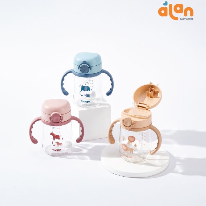 Mugu Straw Tritan Traning Bottle 220ml / 350ml - Botol Minum Anak