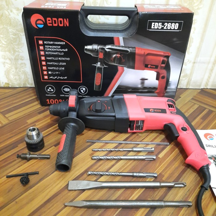 Mesin Rotary Hammer Drill Edon Ed5-2680 Bor Bobok Beton 2-26 Edon 3 Fungsi