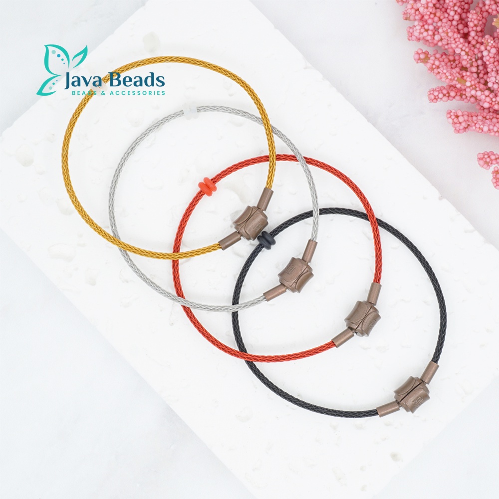 Gelang Tali Kawat Wirerope 2mm Untuk Charm Liontin Mainan Emas