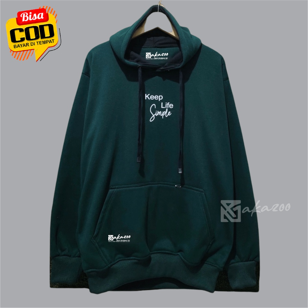 SWITER pria switer cowok akazoo JPN keep life simple hijau  hoodie pria distro original gambar depan keren sweater oversize korean style jamper hodie cowok unisix m L xl xxl premium akazooofisial