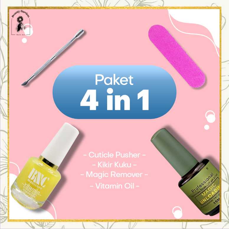 【 COD 】SET 4IN1 ALAT PEMBERSIH KUTEK GEL/15ML MAGIC REMOVER/ASETON GEL POLISH INSTAN REMOVER