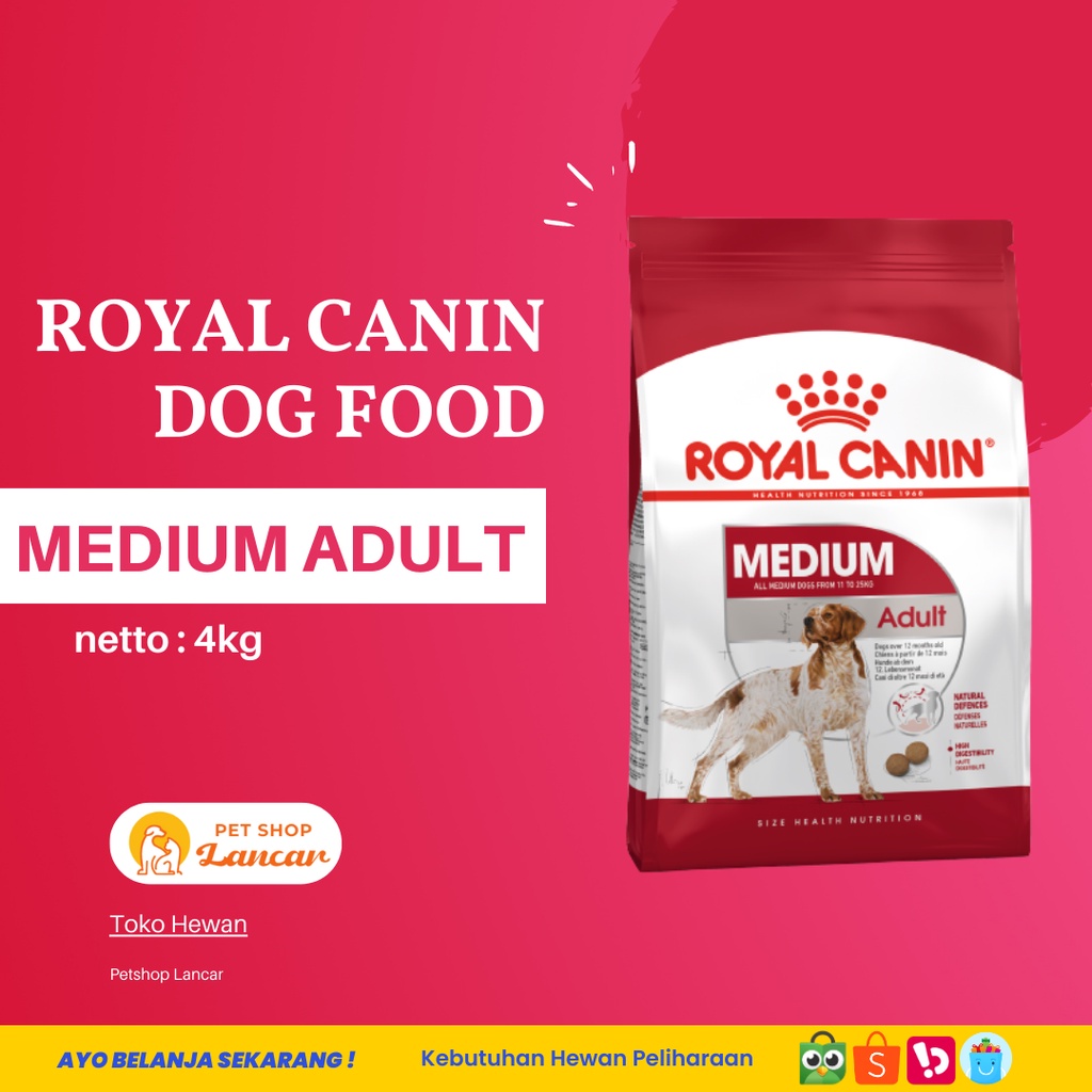 Royal Canin Medium Adult Makanan Anjing Dewasa Dry 4kg