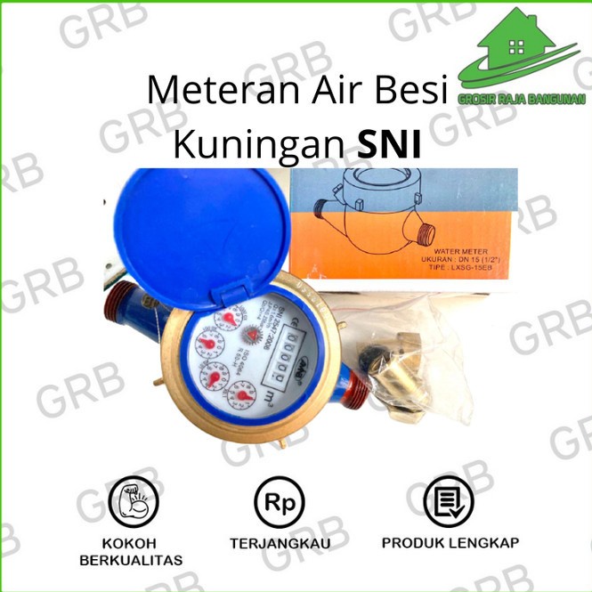 Terlaris Meteran Air Pdam Water Meter Sni Body Besi Kuningan 1/2" Bukan Onda