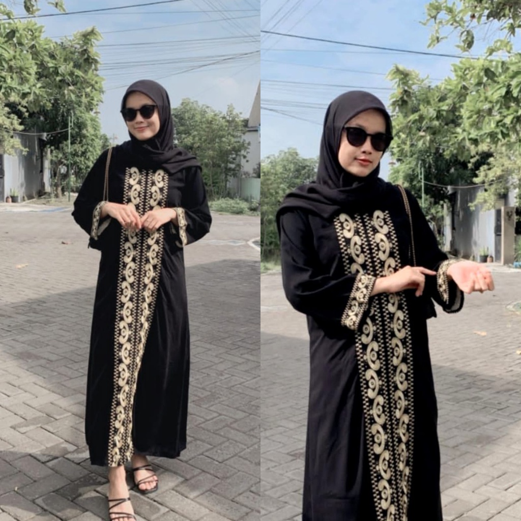 abaya bordir terbaru -motif faza-gamis arab kekinian