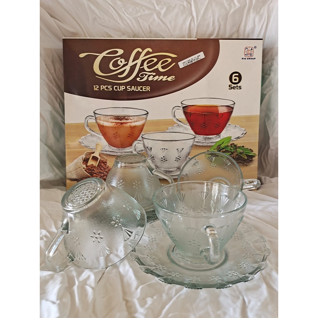 Coffee Time Cup Saucer Set Gelas + Lepek KIG Group - 12 Pcs