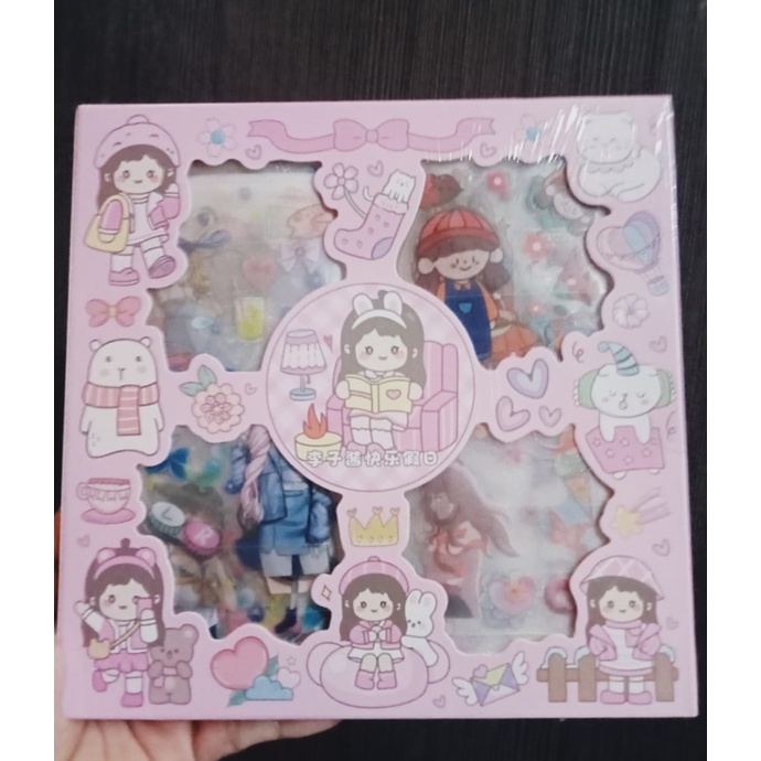 STICKER MOMO WATERPROOF ISI 100 LEMBAR PER BOX-PINK MIX MOTIF/ BOX