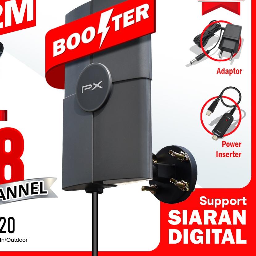 ۝ Antena TV PX DA-5120 - Antena TV PX DA-5200 Indoor / Outdoor - Antena Digital Analog + Kabel 12 Me