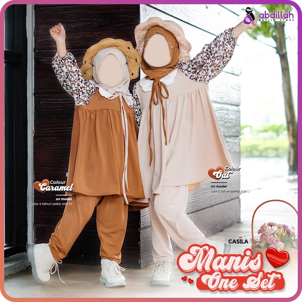 ONESET MANIS BY CASILA Original Asli One Set Premium Rayon Valencia Jersey Gamis Baju Anak Muslimah 