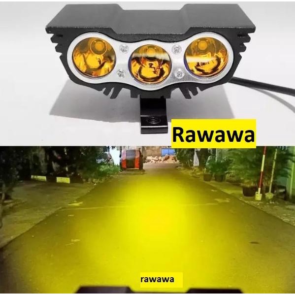 PROMO MURAH Lampu Tembak ULTRAFIRE Sorot Motor LED 12 24 volt Owl 3 Mata KUNING