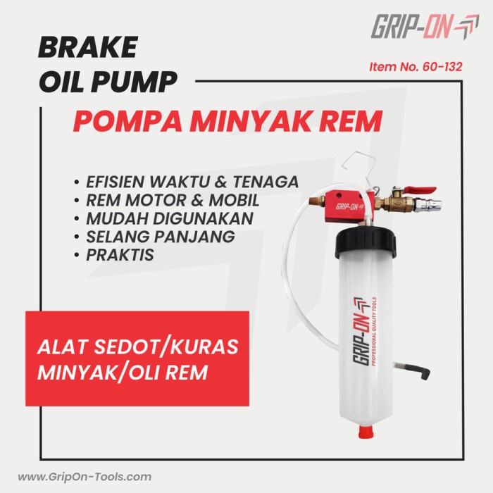 Alat Pompa Sedot Oli Rem 60-132 GRIP ON / Pompa Kuras Minyak Oli Motor Mobil Brake Oil Pump 60 132 GRIP ON