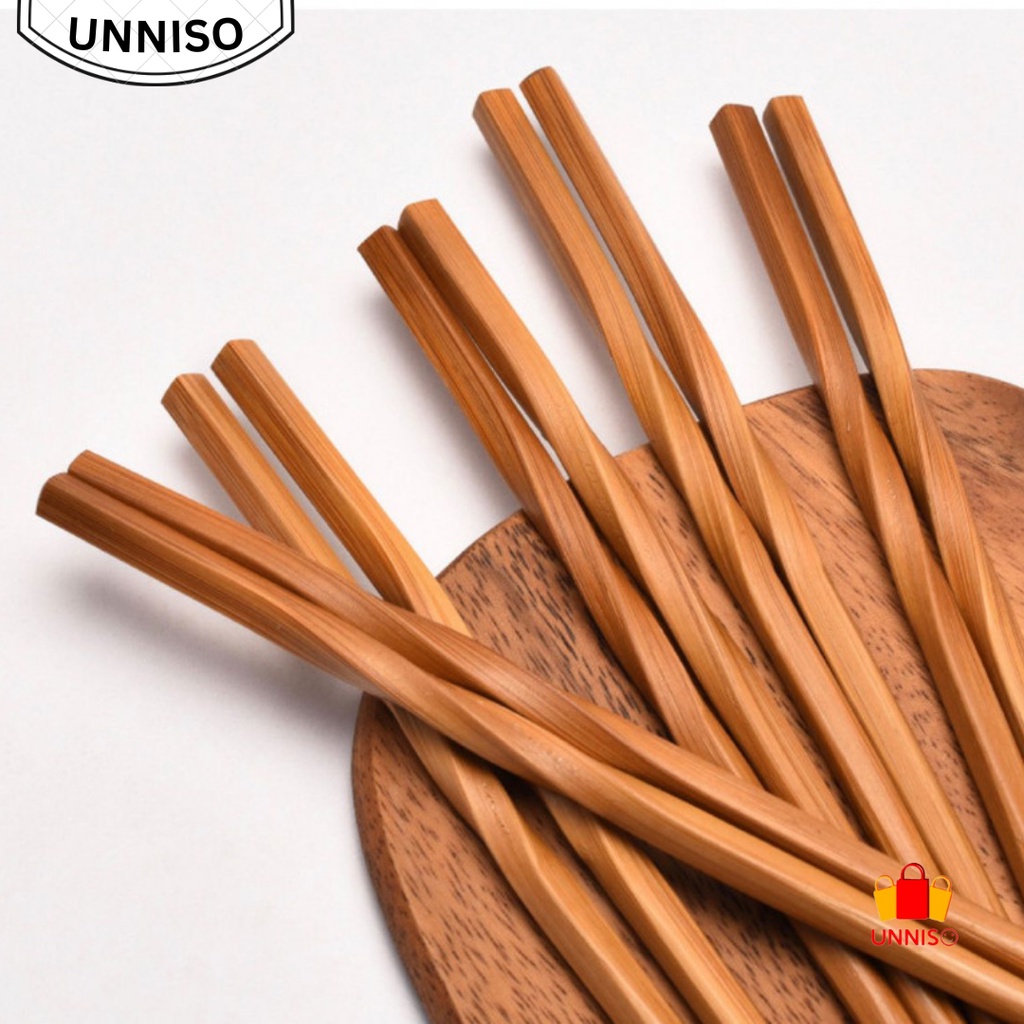 UNNISO - Sumpit Kayu Bambbo Model Ulir
