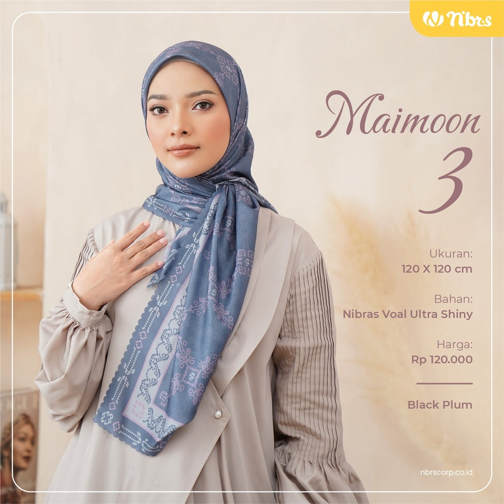 New Collection Nibras Hijab Nusantara Scarves MAIMOON 3 SERIES Jilbab Segiempat Motif Modern Kekinian by NBRS Hijab
