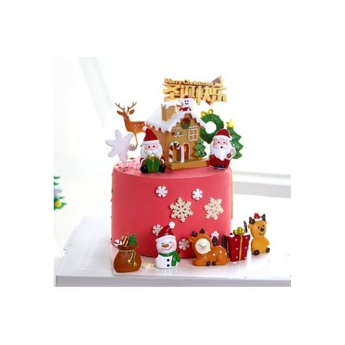 Hiasan Kue Natal PREMIUM Santa Snowman Cake Topper Christmas Pohon Natal Xmas Decoration Christmas Tree Wreath Mistletoe Pudding Cupcake Hiasan Pita Babymaniashop