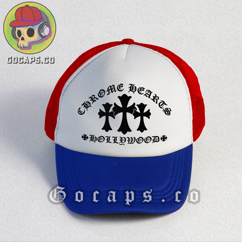 Gocaps - Topi Jaring Trucker Chrome Unisex (Premium Quality) - 3 Cross