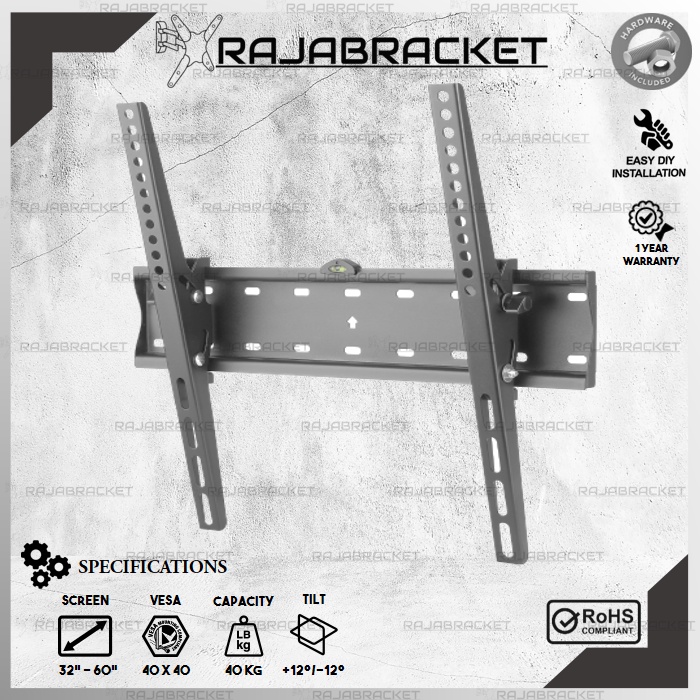 Bracket Braket Breket TV LED 32 40 42 43 49 50 55 60 inch, Waterpass Bisa Miring/Nunduk, Bahan tebal anti karat Premium