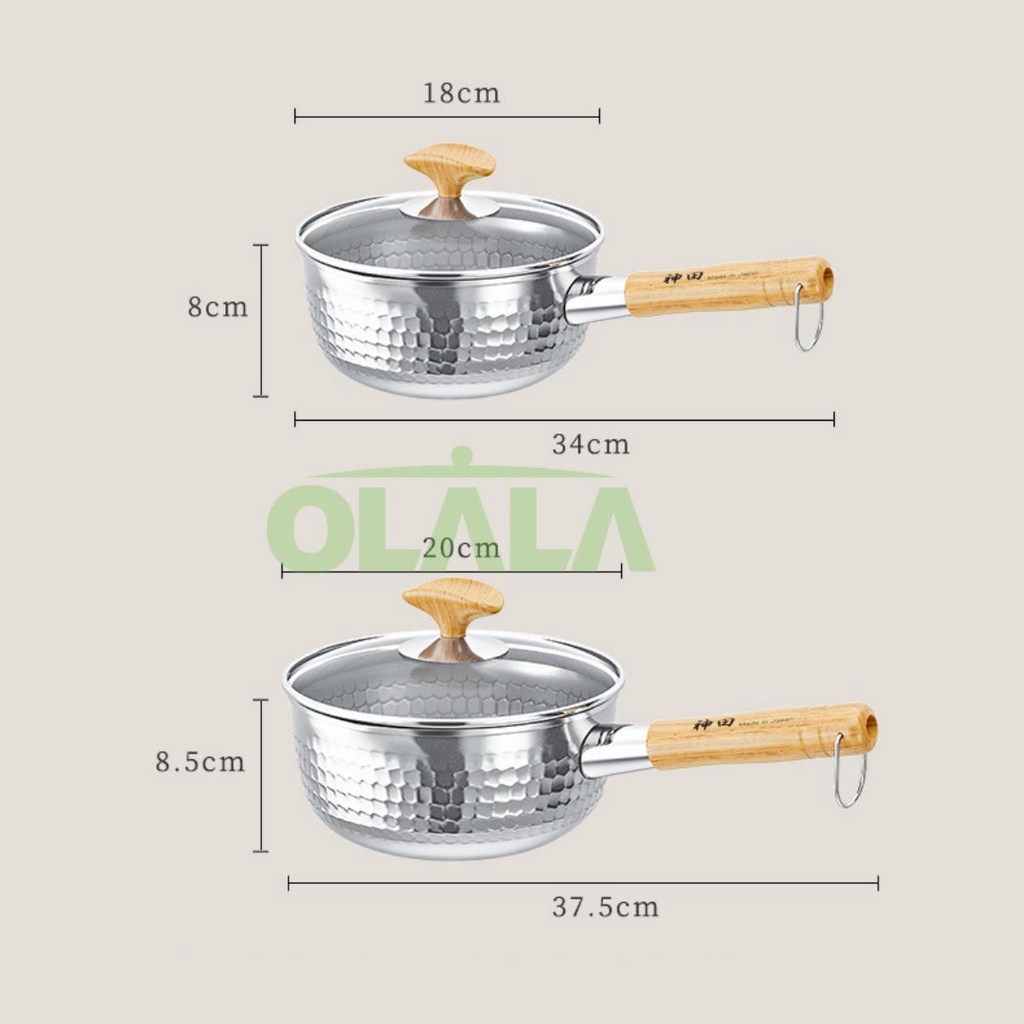 PANCI SUSU PANCI GAGANG KAYU 18CM STAINLESS STEEL SERBAGUNA MULTIFUNGSI OLL-CH4531