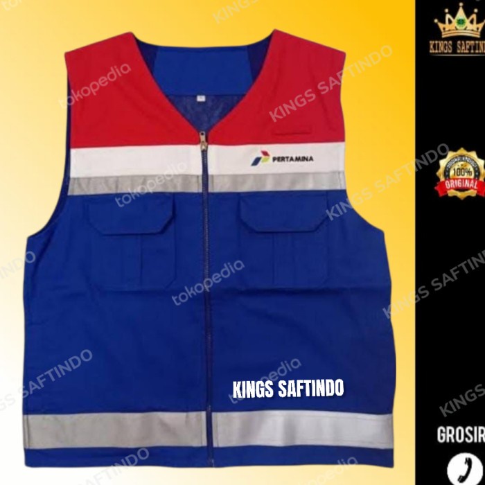 Terlaris Safety Vest Pertamina /Rompi Safety Pertamina Free Bordir Reflektor 3M