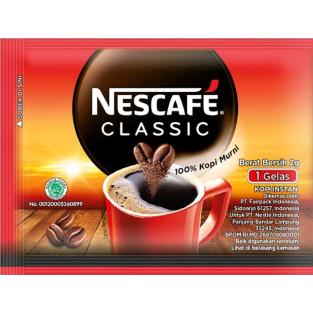 

NESCAFE Classic Black Coffee Powder Kopi Klasik Hitam Bubuk Instant 2g