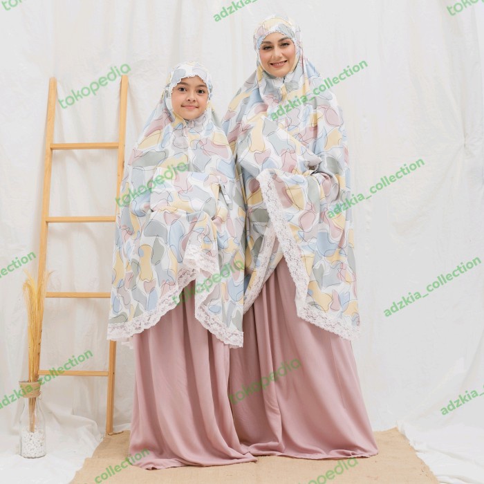 MUKENA COUPLE IBU & ANAK RAYON VISCOSE PREMIUM COLOURFUL ABSTRAK