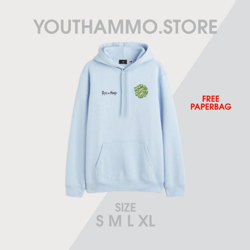 Hoodie H*M Rick and Morty Portal Blue Wanita Pria Full Tag / Hoodie H*M Free Paperbag (COD)