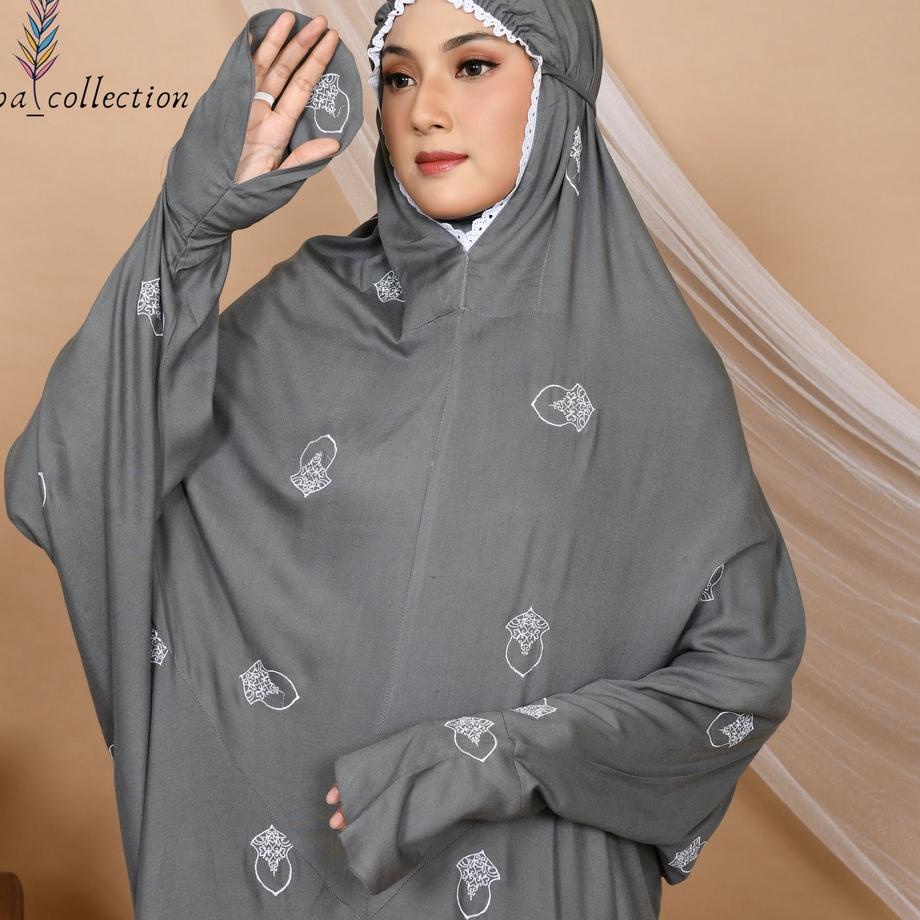 Terbaik NAFHA - Mukena Terusan Dewasa Bordir Terompah Mukena Hadramaut