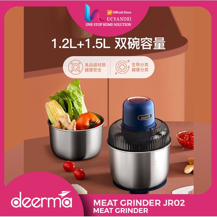 Deerma JR02 Stainless Steel Meat Grinder Food Blender With Double Bowl PRODUK ORIGINAL