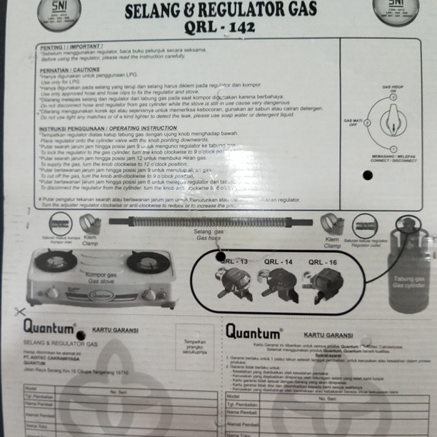 Selang Regulator Gas Quantum Qrl 142 #Original