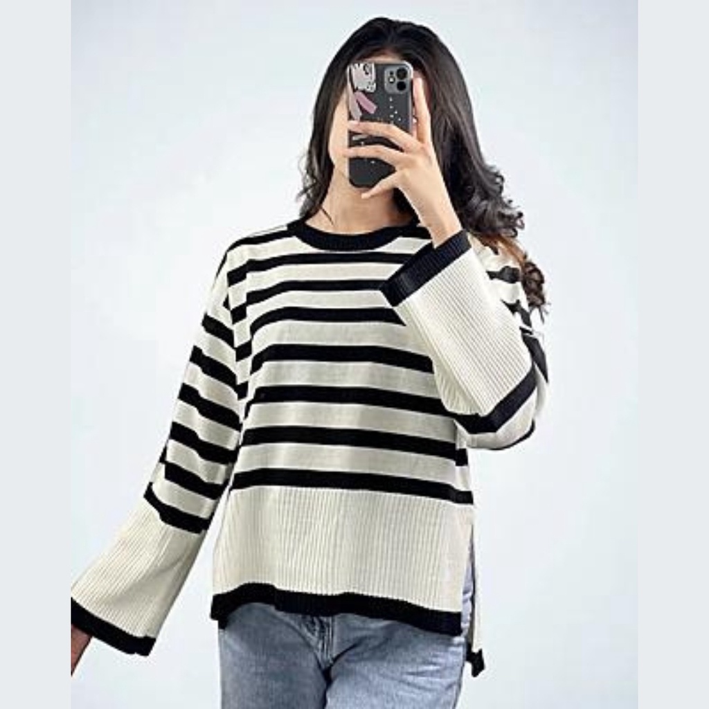 Alice Blaster Knit Rajut Stripe Wanita Terbaru / Atasan  Blazter Rajut Premium Korean Look