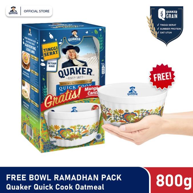 

Quaker Quick Cooking Oatmeal 800 Gr - Exclusive Ramadan Pack Free Bowl