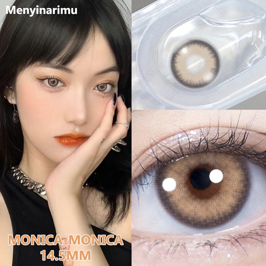 Lensa Kontak Gradien[COD]~SOFTLENS MONICA PURPLE INNOCENT NORMAL &amp; MINUS BY EXOTICON BIG EYES 14.5MM WARNA PERI MUSIM PANAS BLUE BROWN GRAY Softlen Soflen Soflens