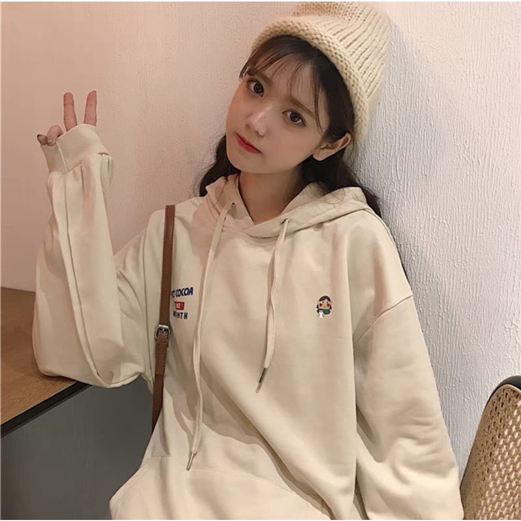 HOT COCOA HOODIE SWEATER OVERSIZE WANITA KOREAN STYLE TERBARU